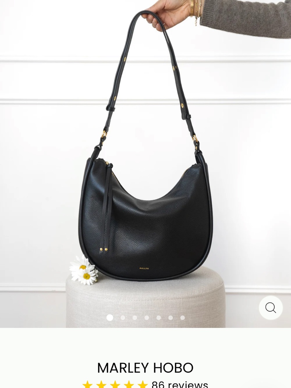 Aallyn Hobo Leather Shoulder Bag - Black